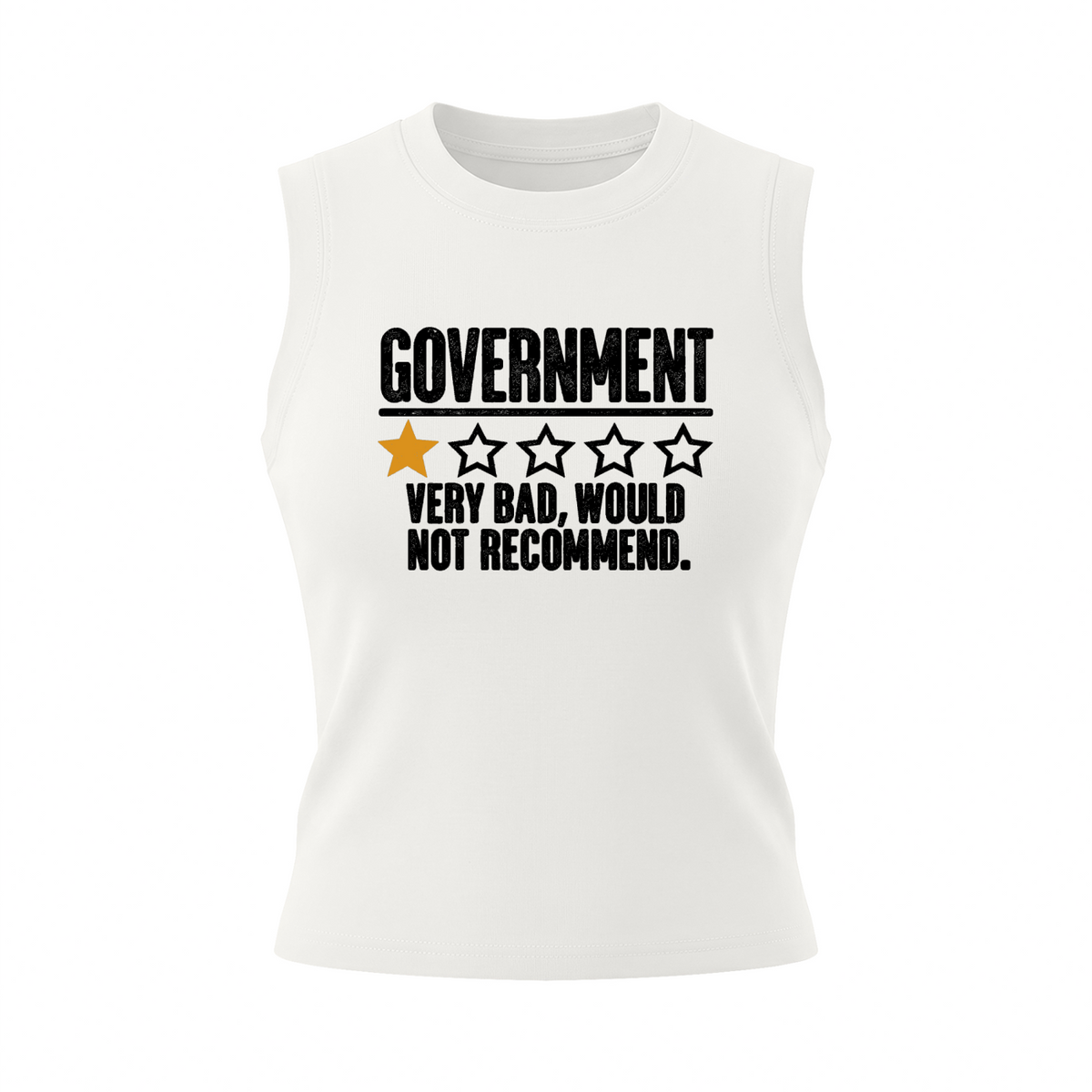 Government Very Bad Would Not Recommend Women's Graphic Tank Top V2 – White front 3D mockup