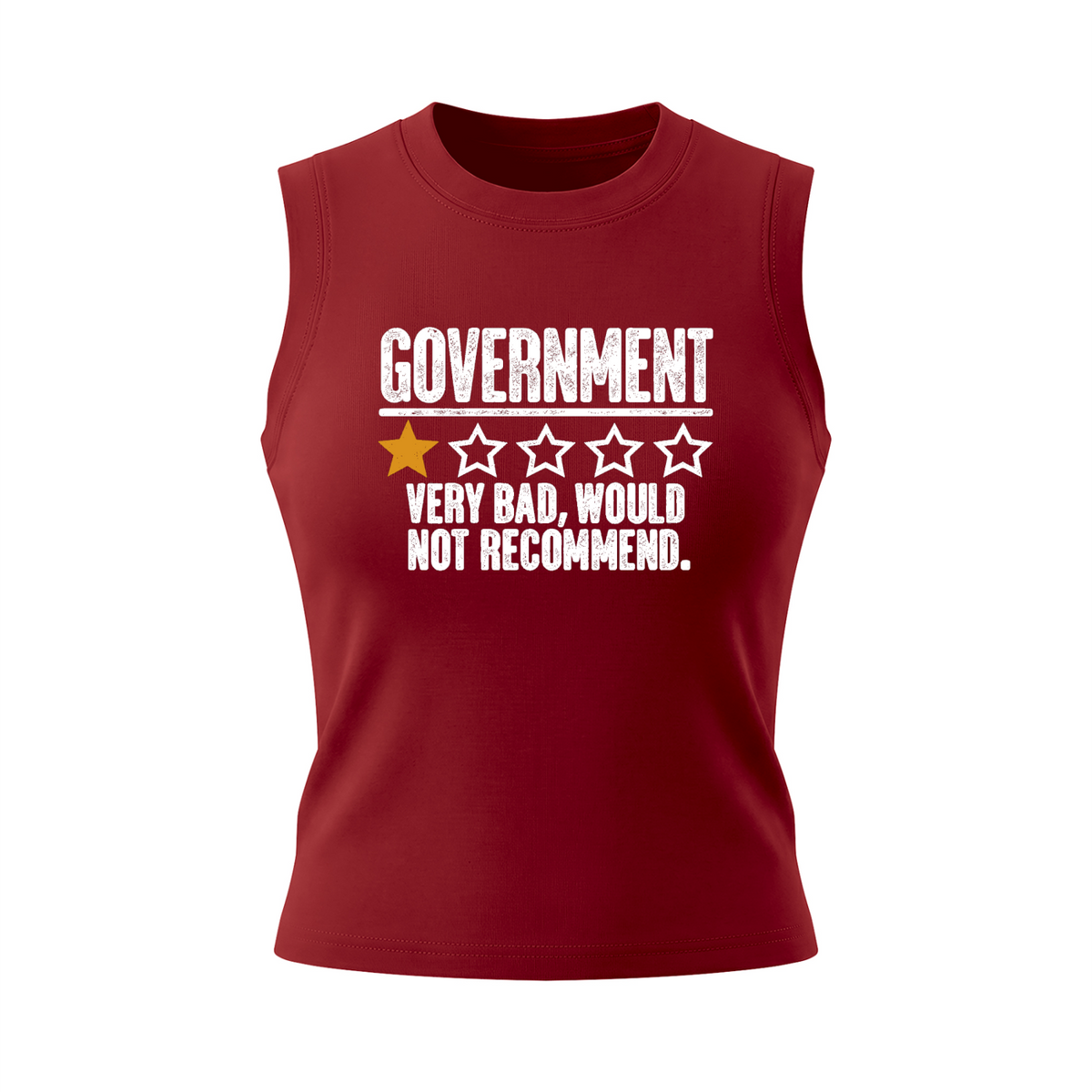 Government Very Bad Would Not Recommend Women's Graphic Tank Top V2 – Wine Red front 3D mockup