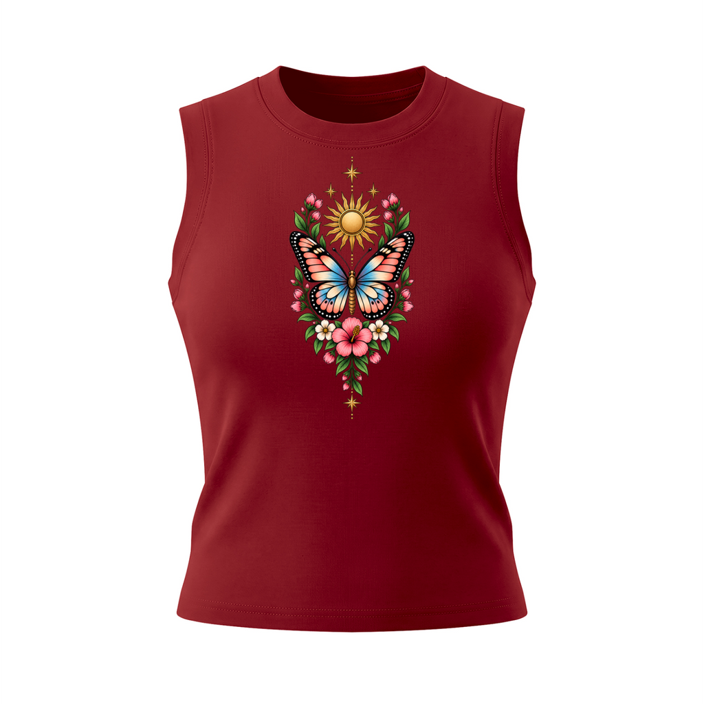 Celestial Butterfly Women’s Crewneck Tank Top V2 - Wine Red front mockup
