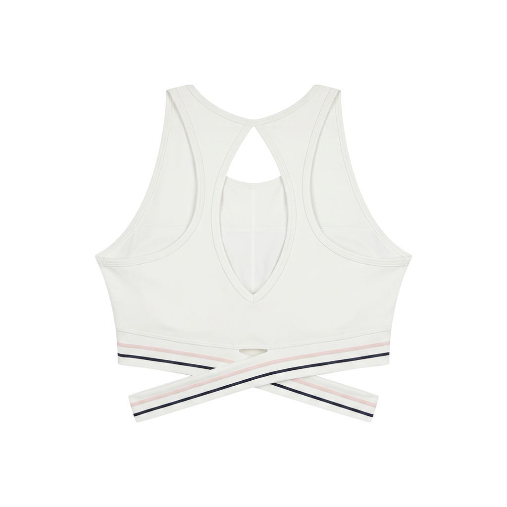 Off Script Women’s Criss-Cross Band Sports Bra - White back
