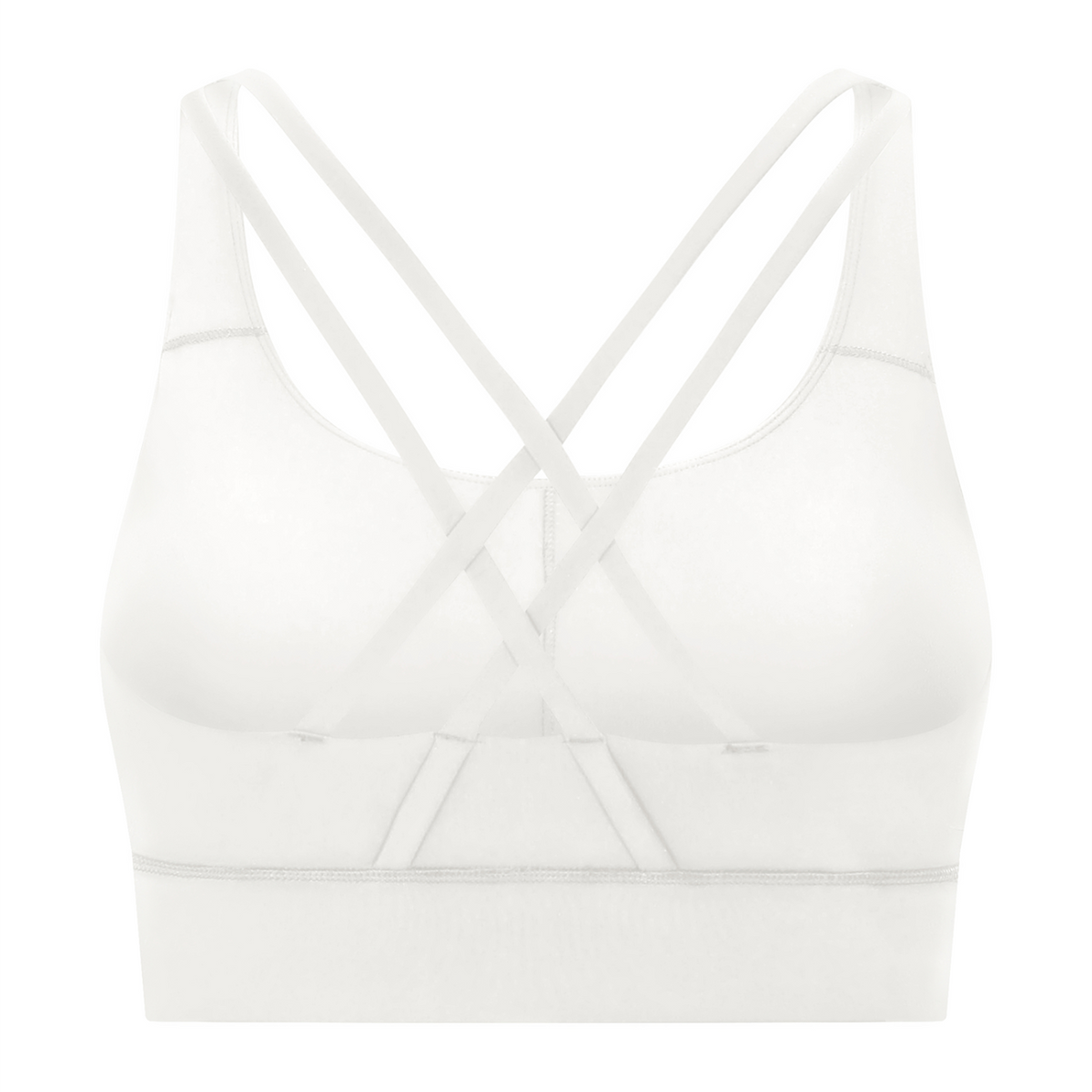 Strappy Criss-Cross Sports Bra - White back mockup