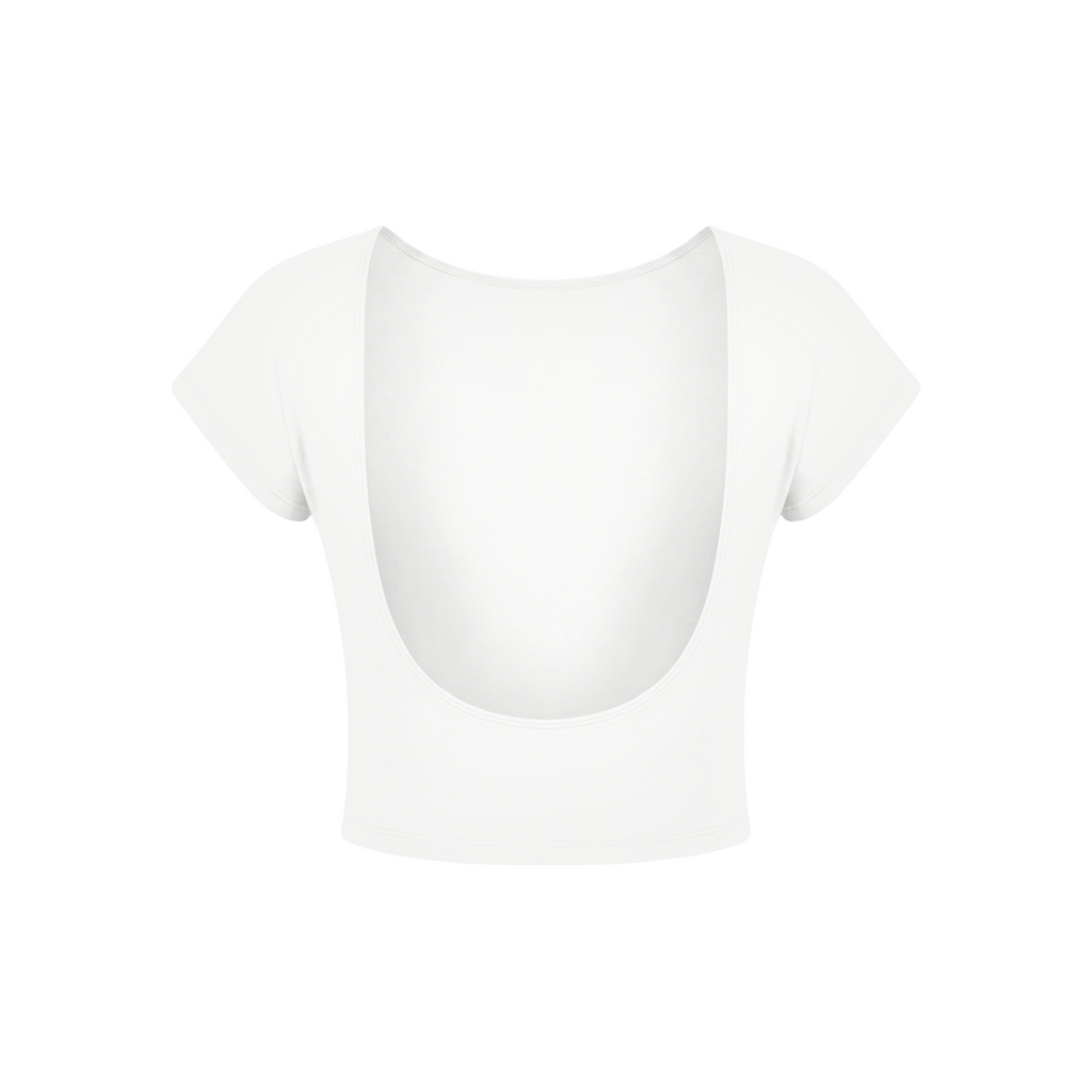 Guardian Angel Women's Open-Back T-Shirt - White back 3D mockup