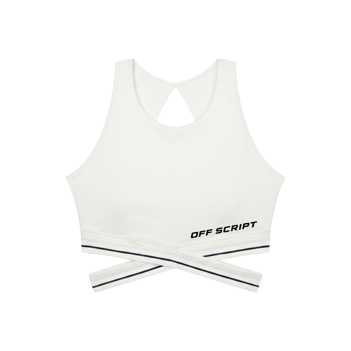 Off Script Women’s Criss-Cross Band Sports Bra - White front