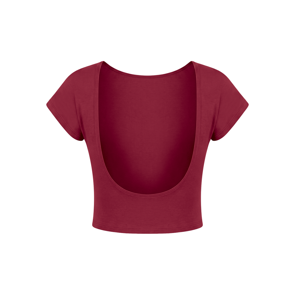 Guardian Angel Women's Open-Back T-Shirt - Wine Red back 3D mockup