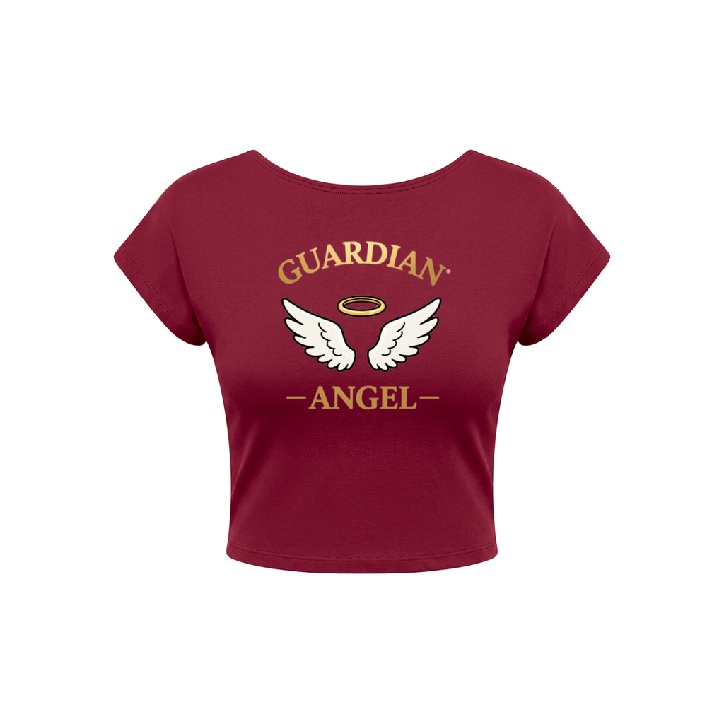 Guardian Angel Women's Open-Back T-Shirt - Wine Red front 3D mockup