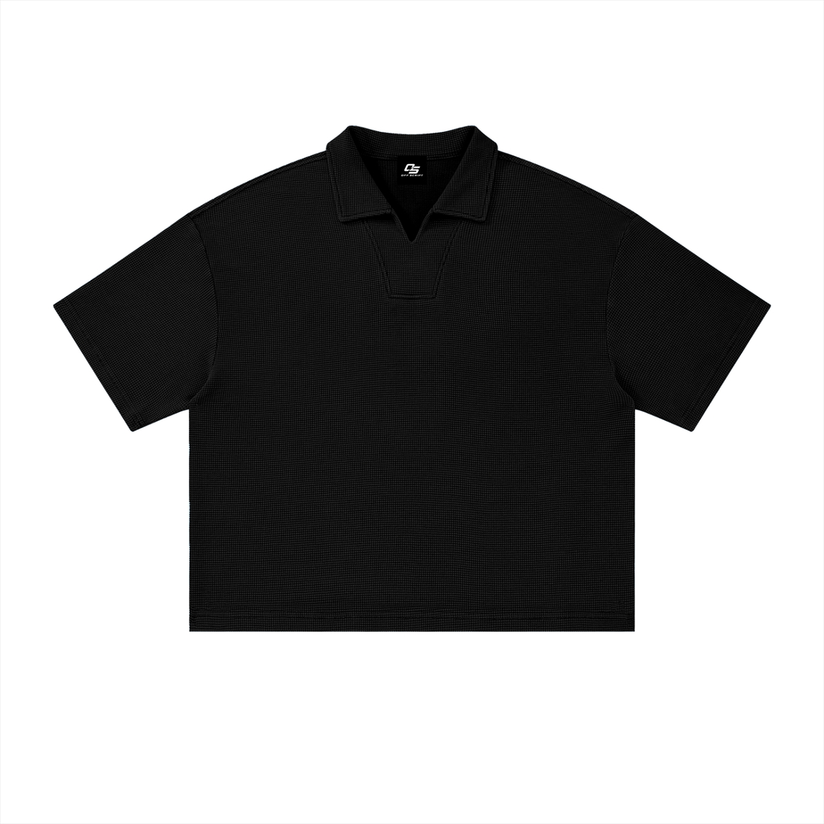 Unisex Vintage Wash Waffle Boxy Polo Shirt