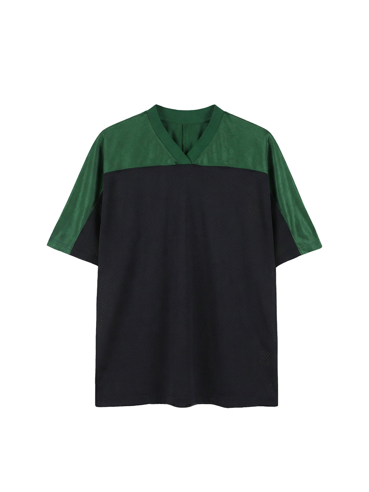 Dark Green with Black Unisex Oversized Mesh V-Neck Soccer Jersey front view