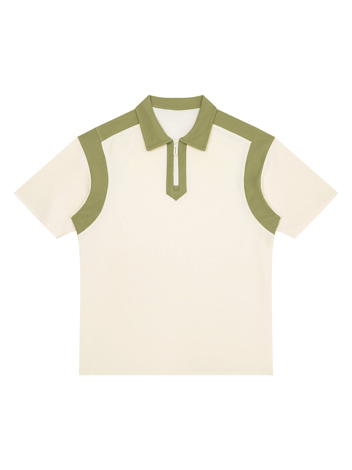 Unisex Color Block Quarter Zip Polo Shirt