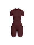 Women's Quarter-Zip Short Sleeve Romper