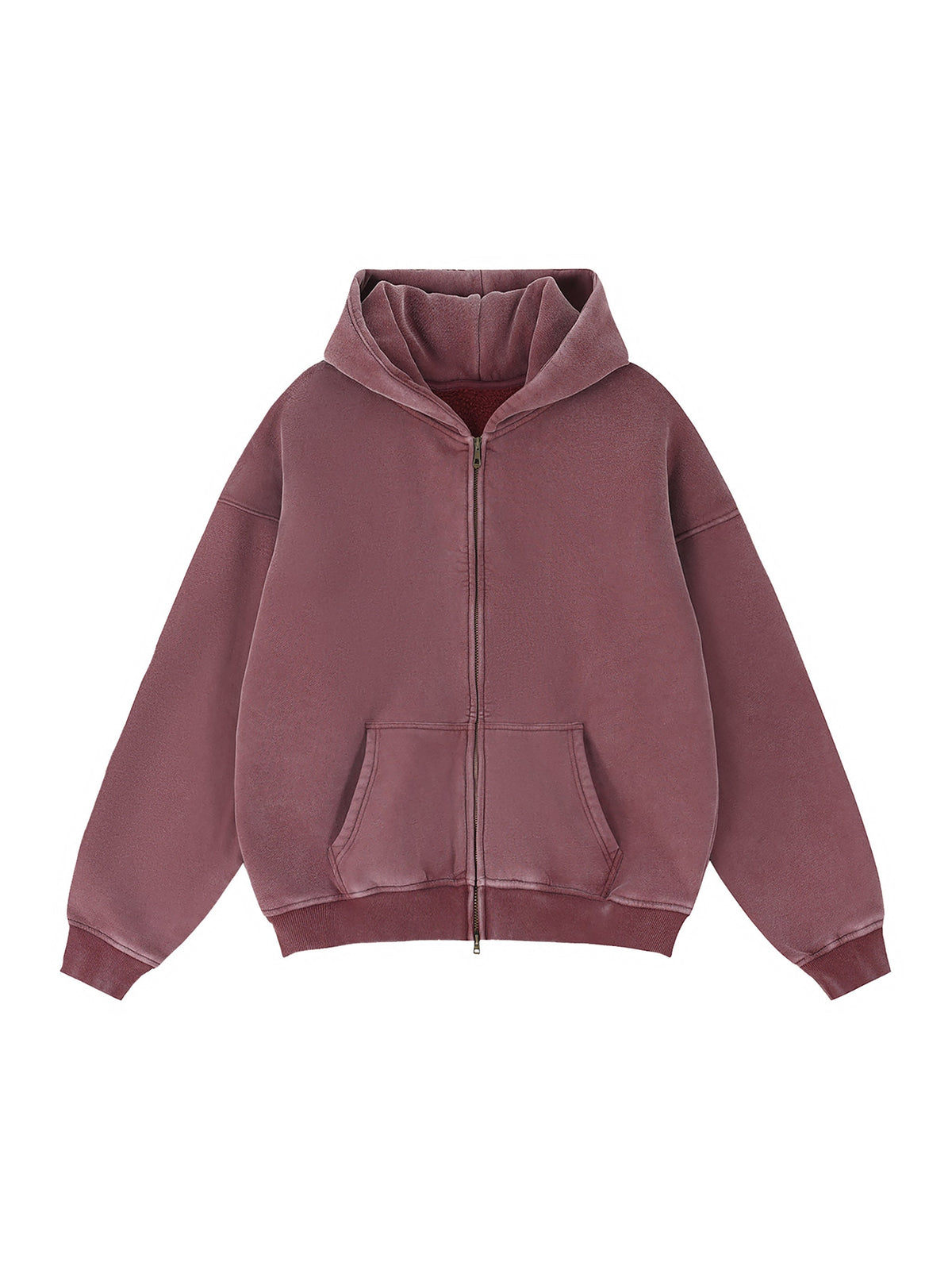 Zip-Through Boxy Fleece Hoodie