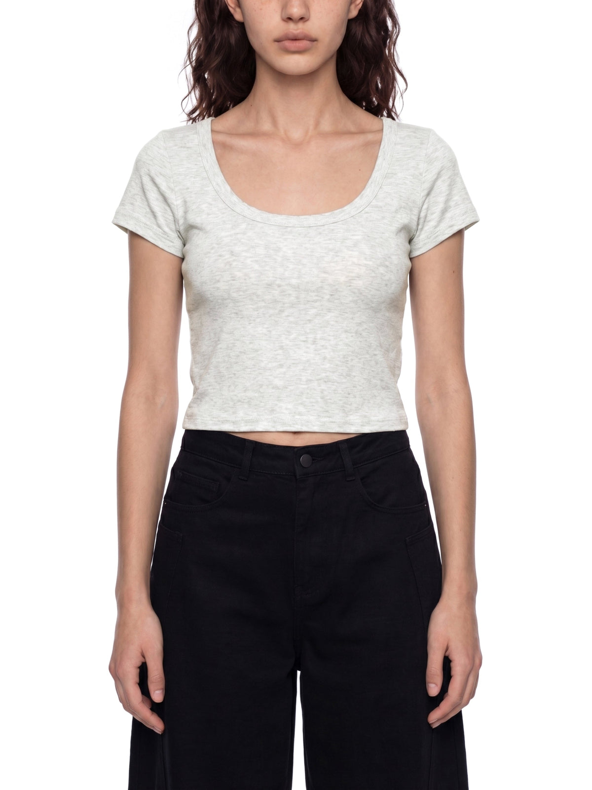 Women's Solid Color Slim Crop T-Shirt