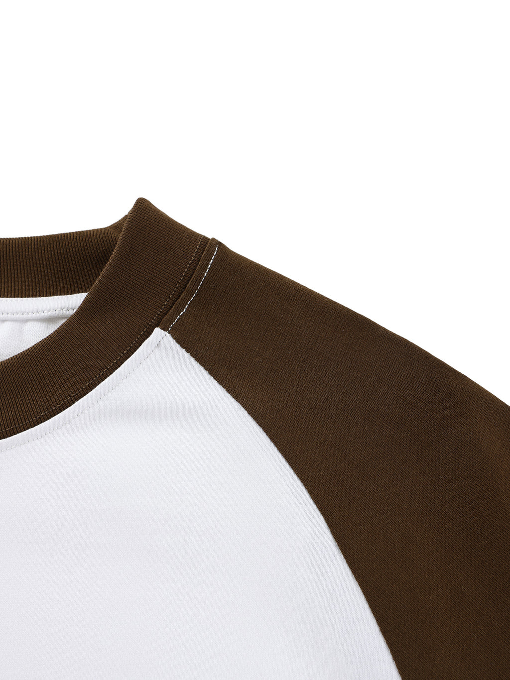 Unisex colour-blocked raglan long-sleeve T-shirt detail view