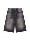 Men’s Vintage Wash Wide-Leg Denim Shorts