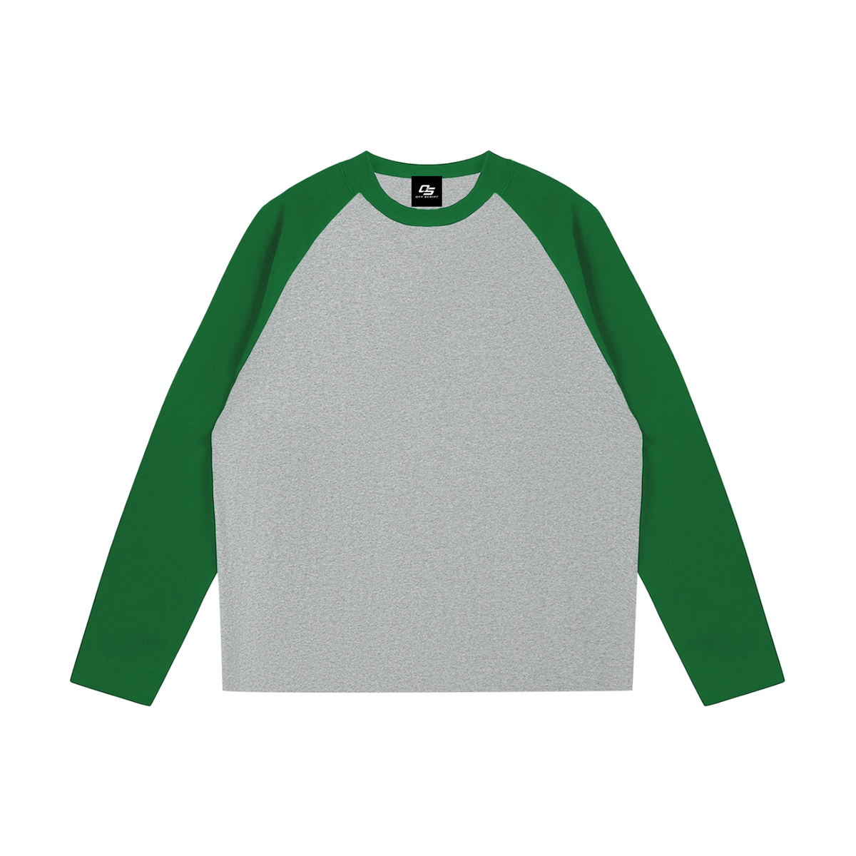 Flower Grey with Green Unisex colour-blocked raglan long-sleeve T-shirt front view