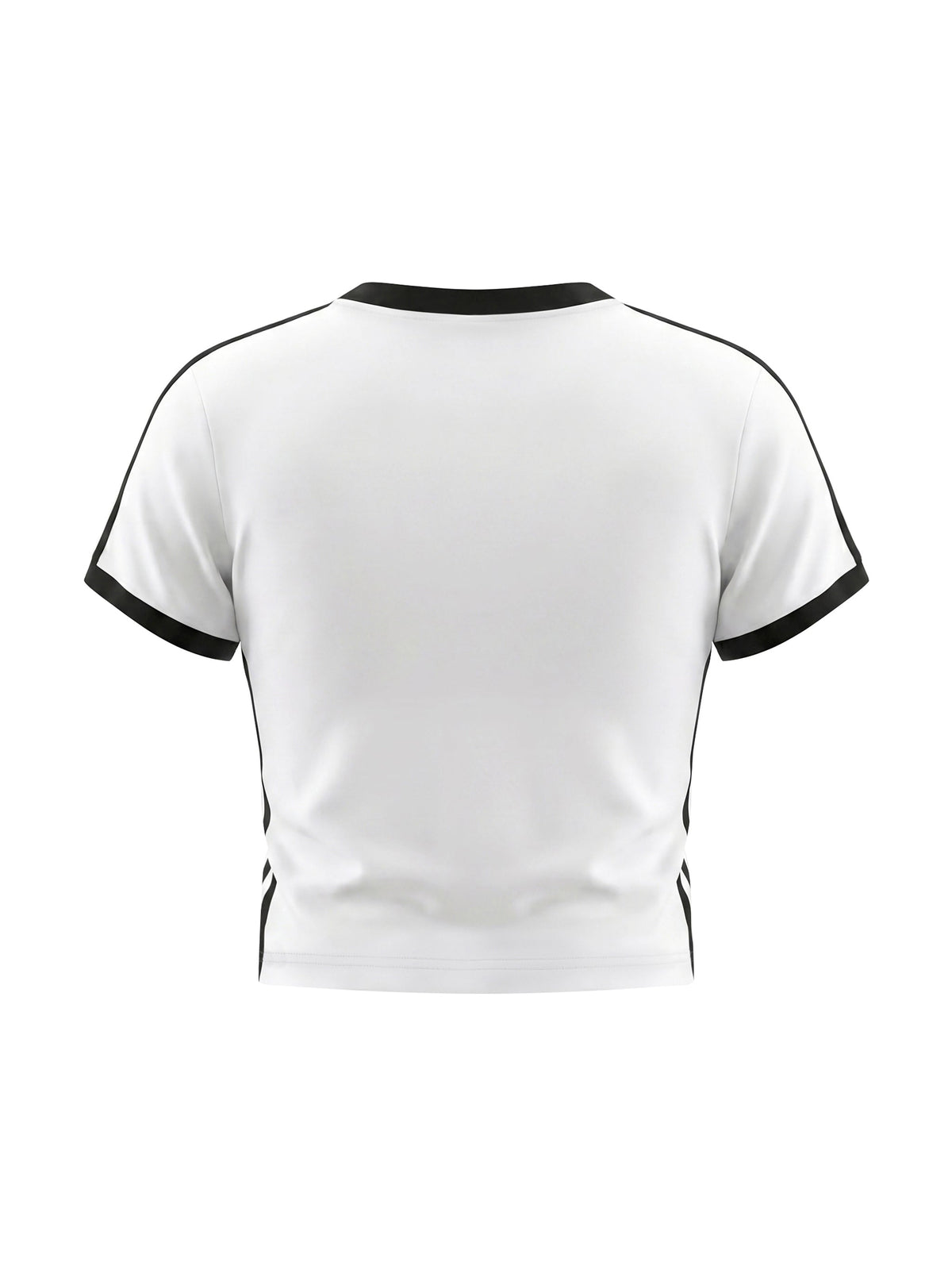 Women's Retro Binding V-Neck Crop T-Shirt