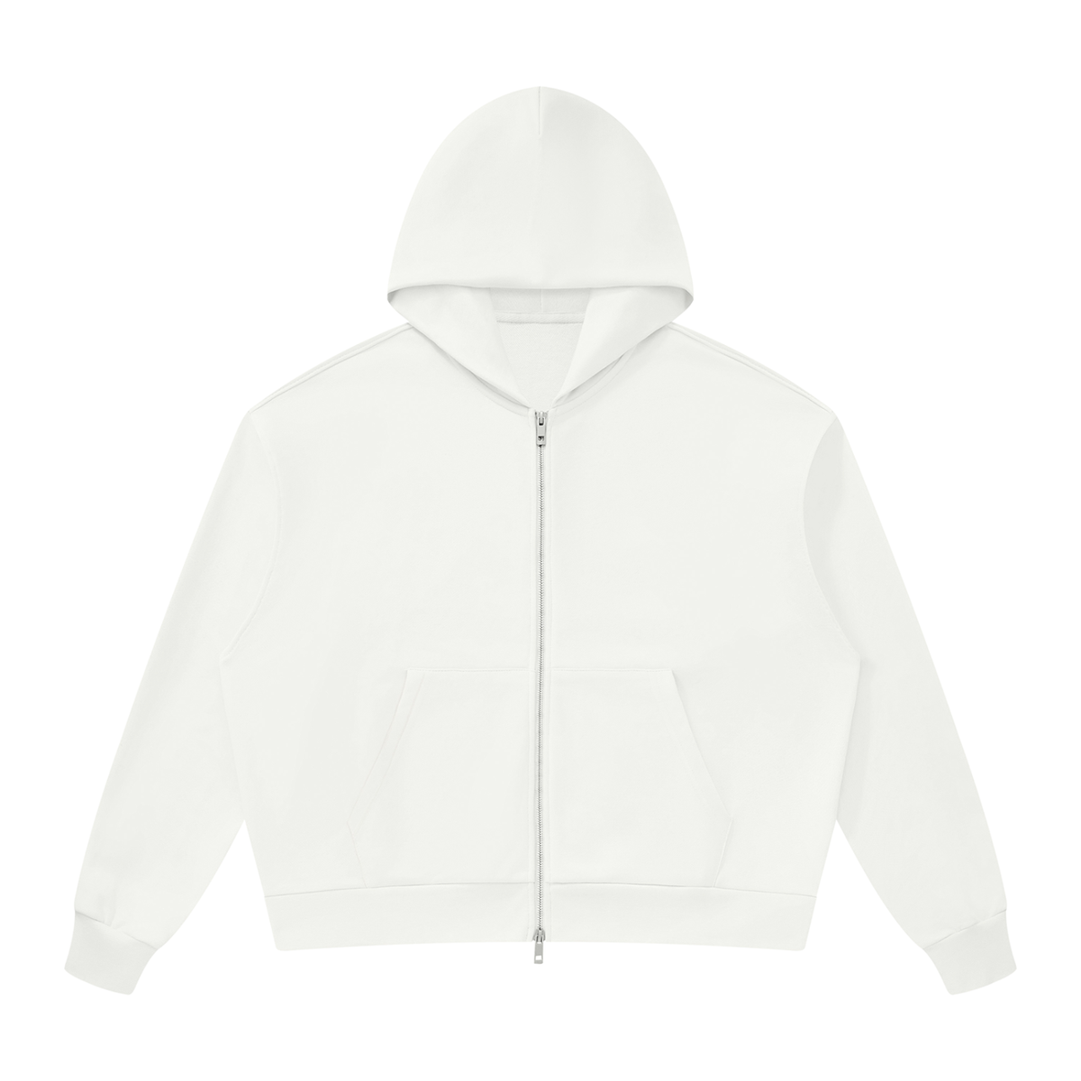 Unisex Drop Shoulder Full Zip Hoodie – White