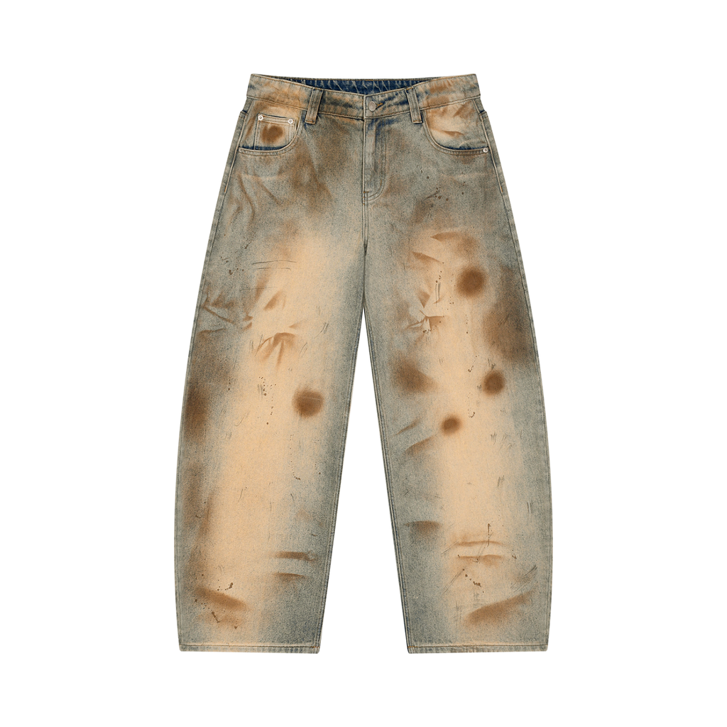 Men’s Vintage-Wash Barrel-Leg Jeans
