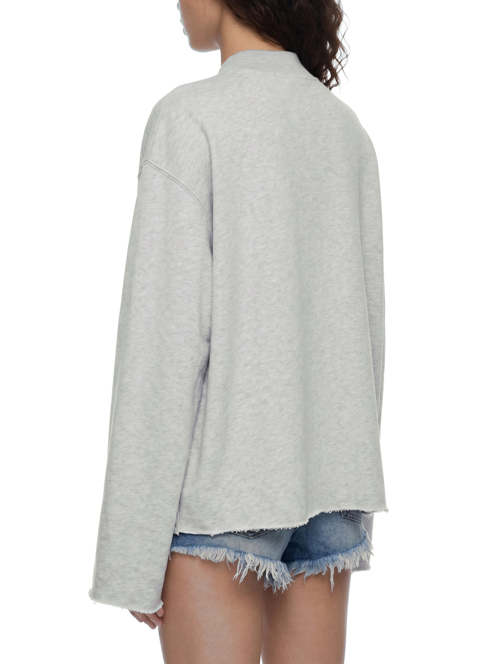 Unisex Mock-Neck Raw-Edge Boxy Sweatshirt