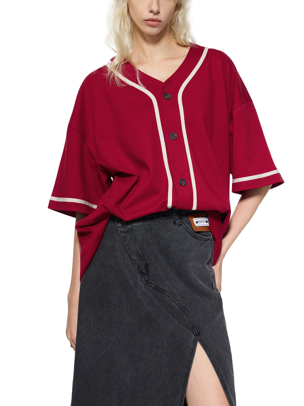 Unisex Contrast Piped Button-Up Jersey gallery view