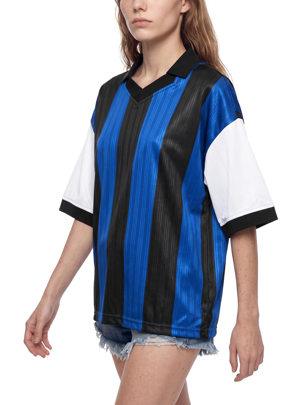 Unisex Boxy Striped Collared Soccer Jersey