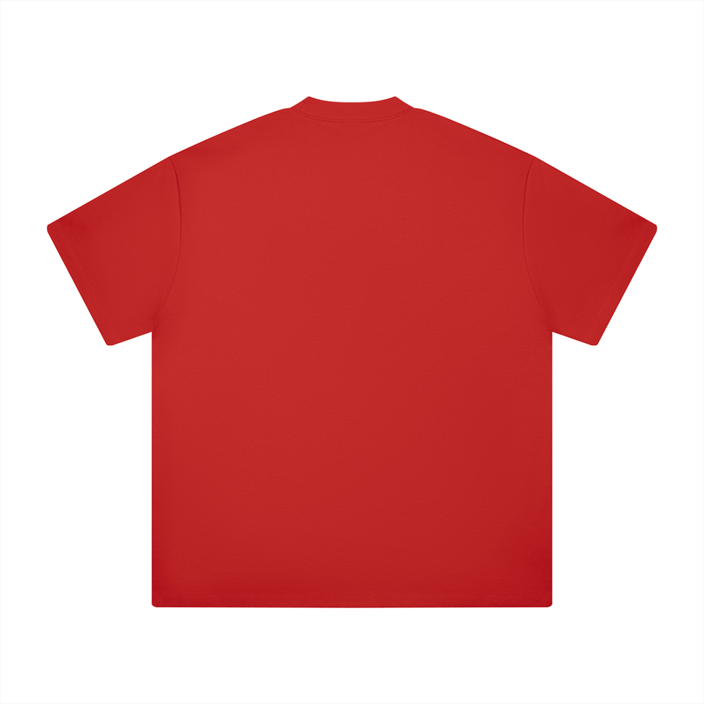 Red Heavyweight Drop Shoulder T-Shirt back product view