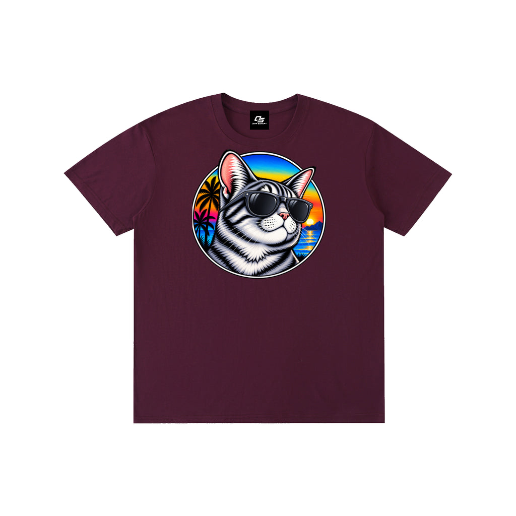 Cool Cat Sunset Pure Cotton Unisex T-Shirt
