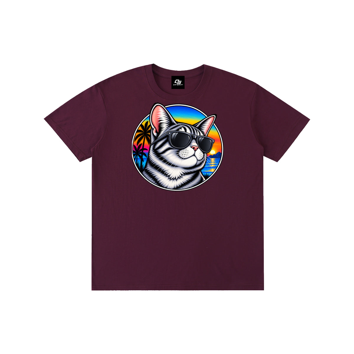 Cool Cat Sunset Pure Cotton Unisex T-Shirt