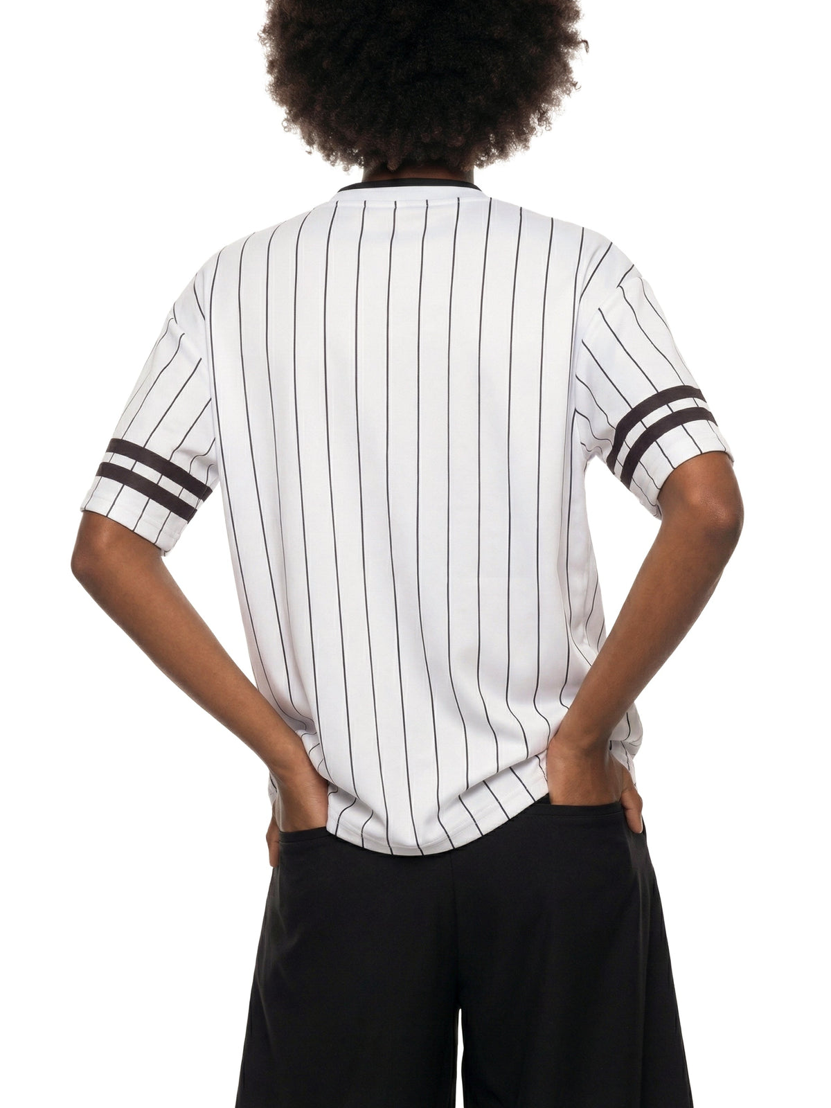 Unisex Striped Loose V-Neck T-Shirt