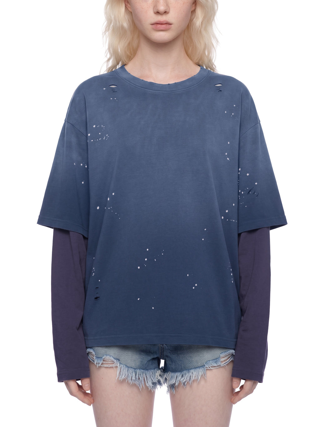 Unisex Vintage Wash Distressed Layer T-Shirt