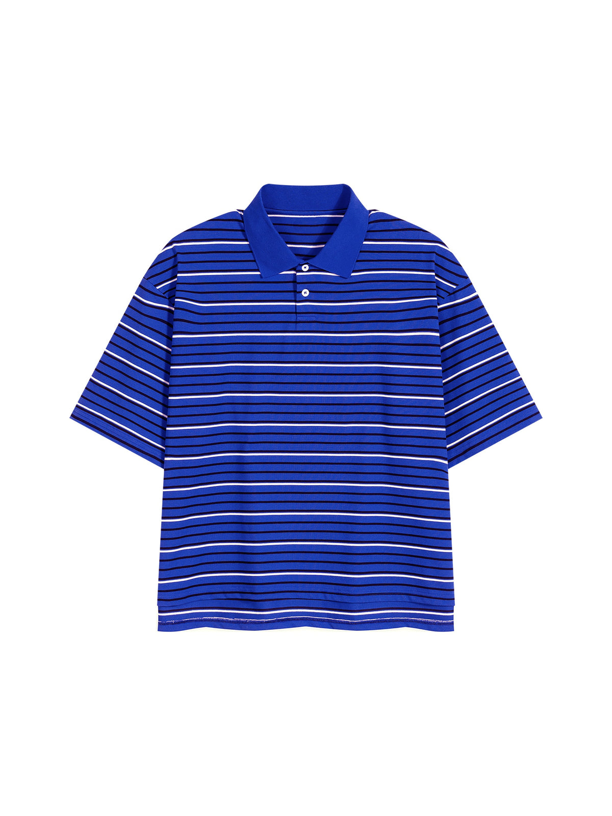 Unisex Striped Boxy Collared Polo Shirt