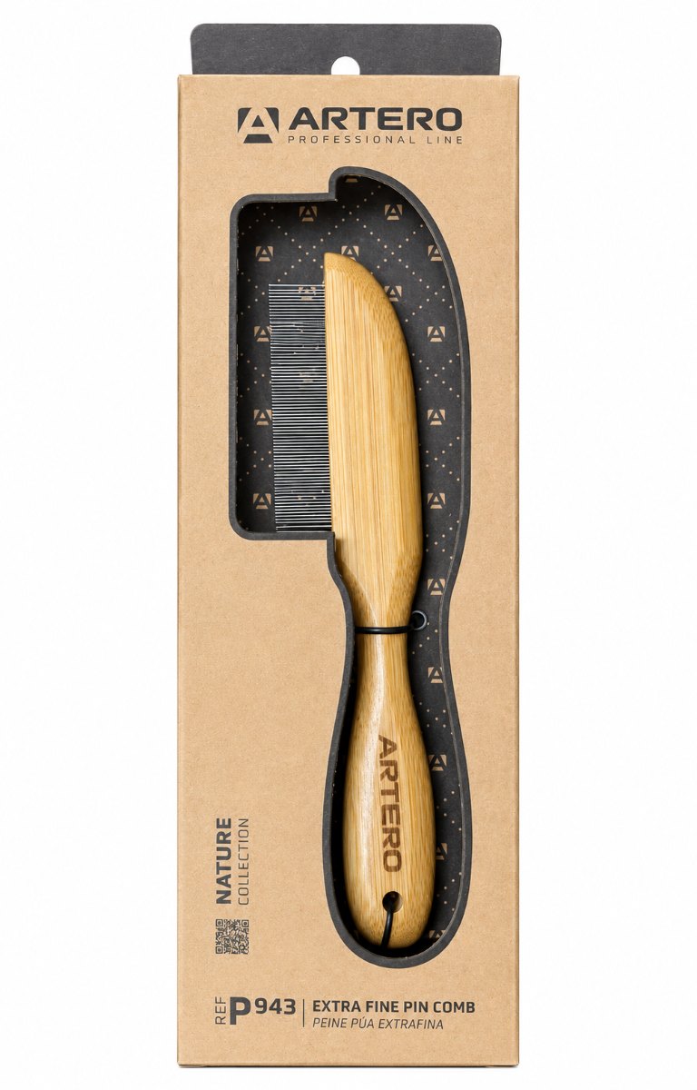 ARTERO Extra Fine 77 Pin Wooden Handle Comb