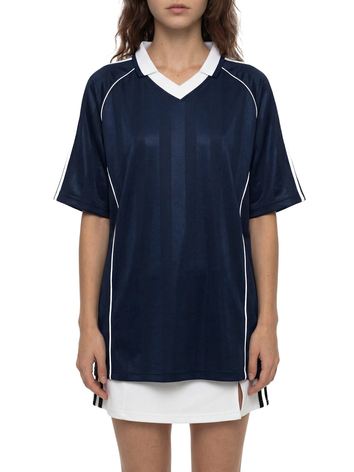 Unisex Shadow-Stripe Collared Soccer Jersey gallery view