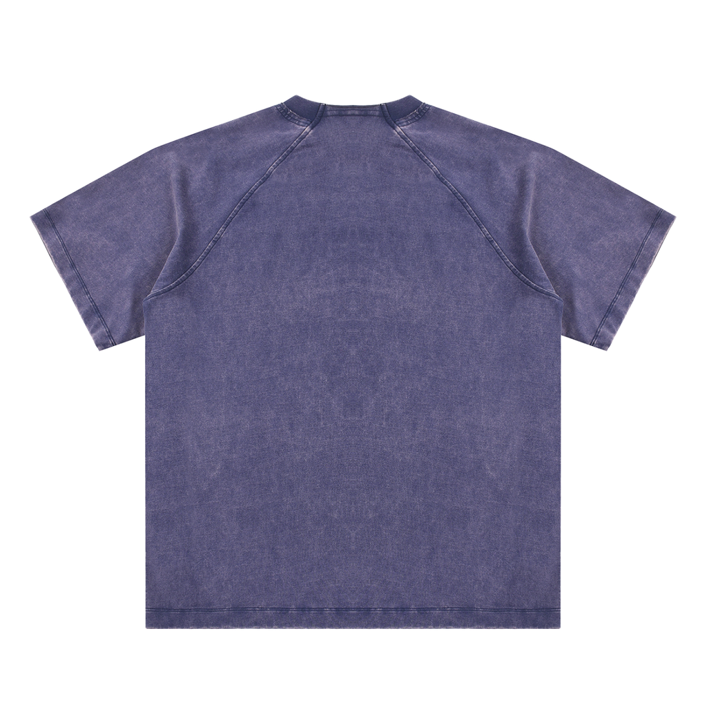 Navy Blue Unisex vintage-washed raglan cotton T-shirt alternate view