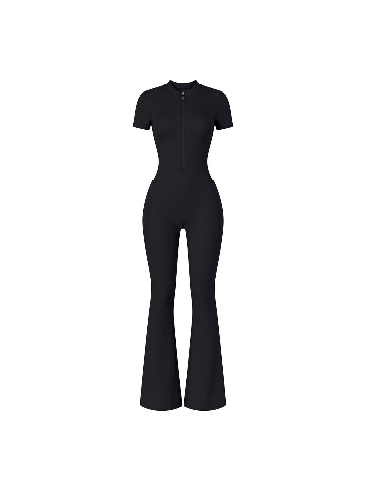 Women’s Tight Flared Leg Quarter-Zip Jumpsuit