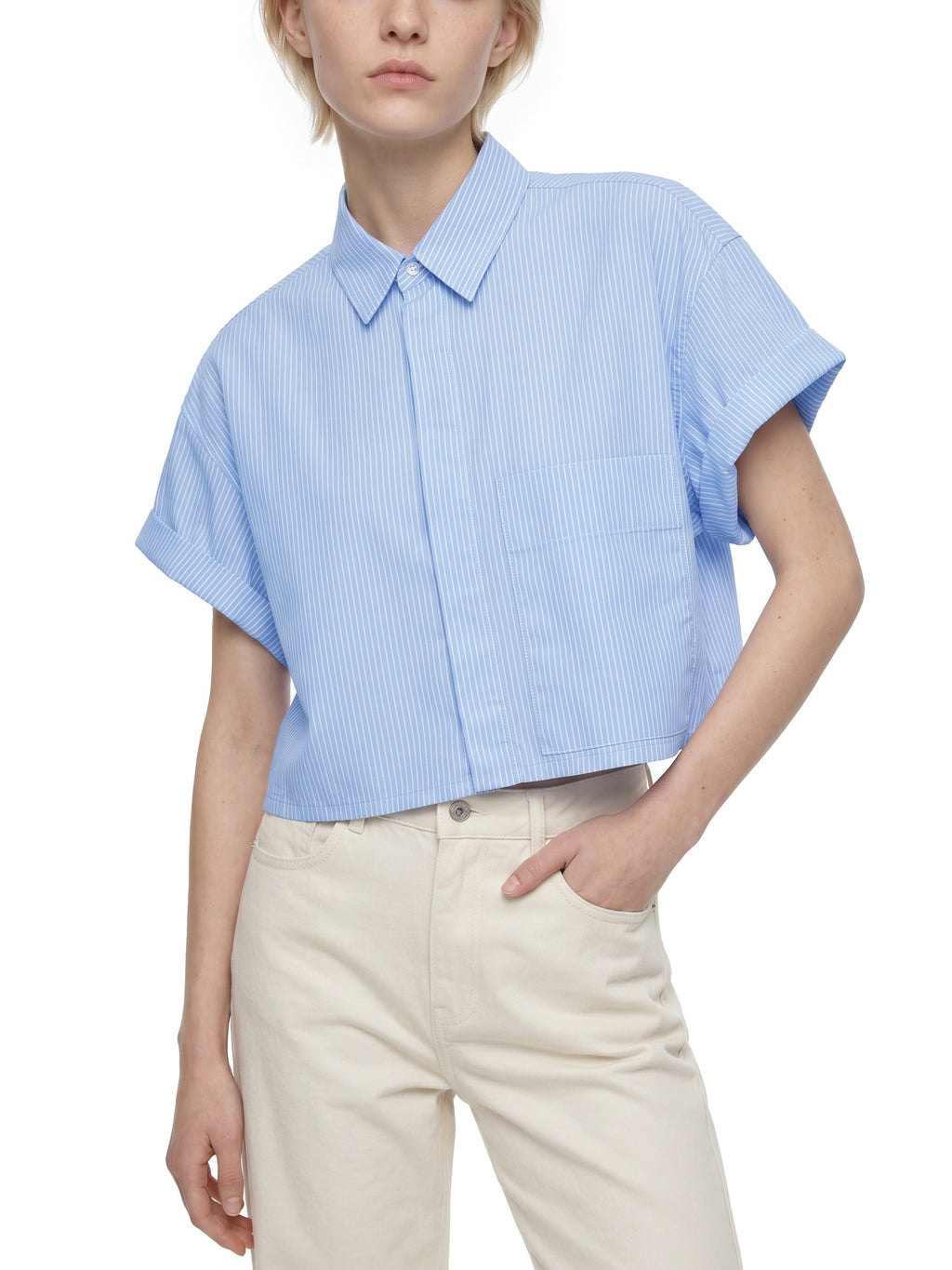 Women’s Striped Boxy Cropped Shirt
