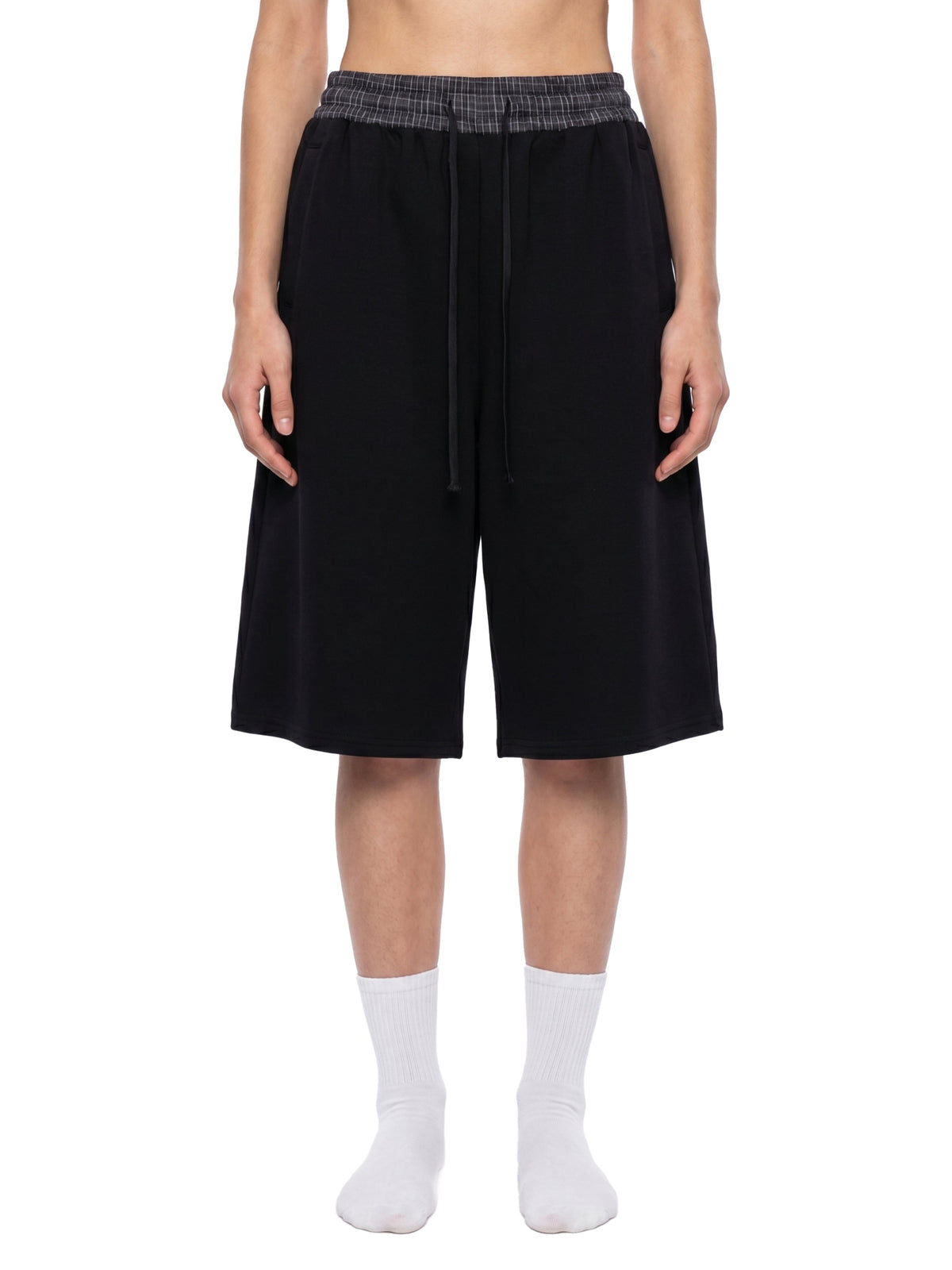 Unisex Plaid Waistband Shorts