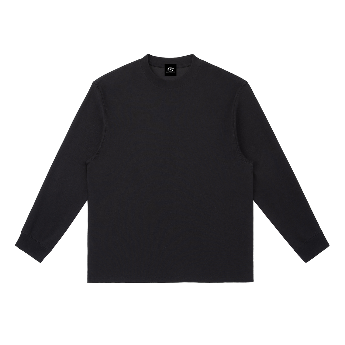 Black Essential Crewneck Long-Sleeve T-Shirt front product view