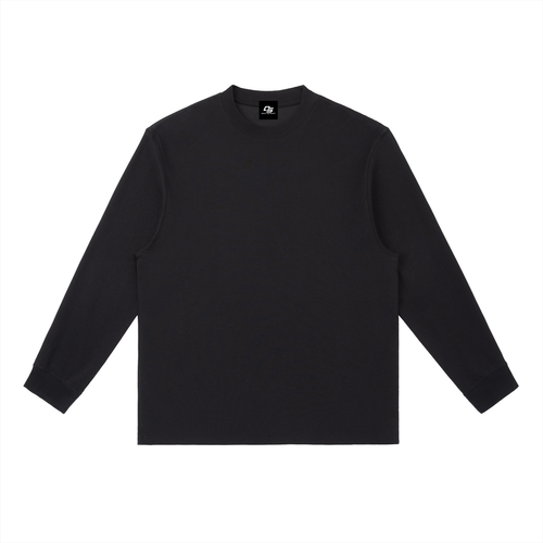 Black Essential Crewneck Long-Sleeve T-Shirt front product view