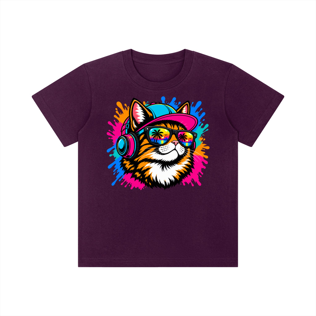DJ Cat Kids' Crewneck Short-Sleeve T-Shirt