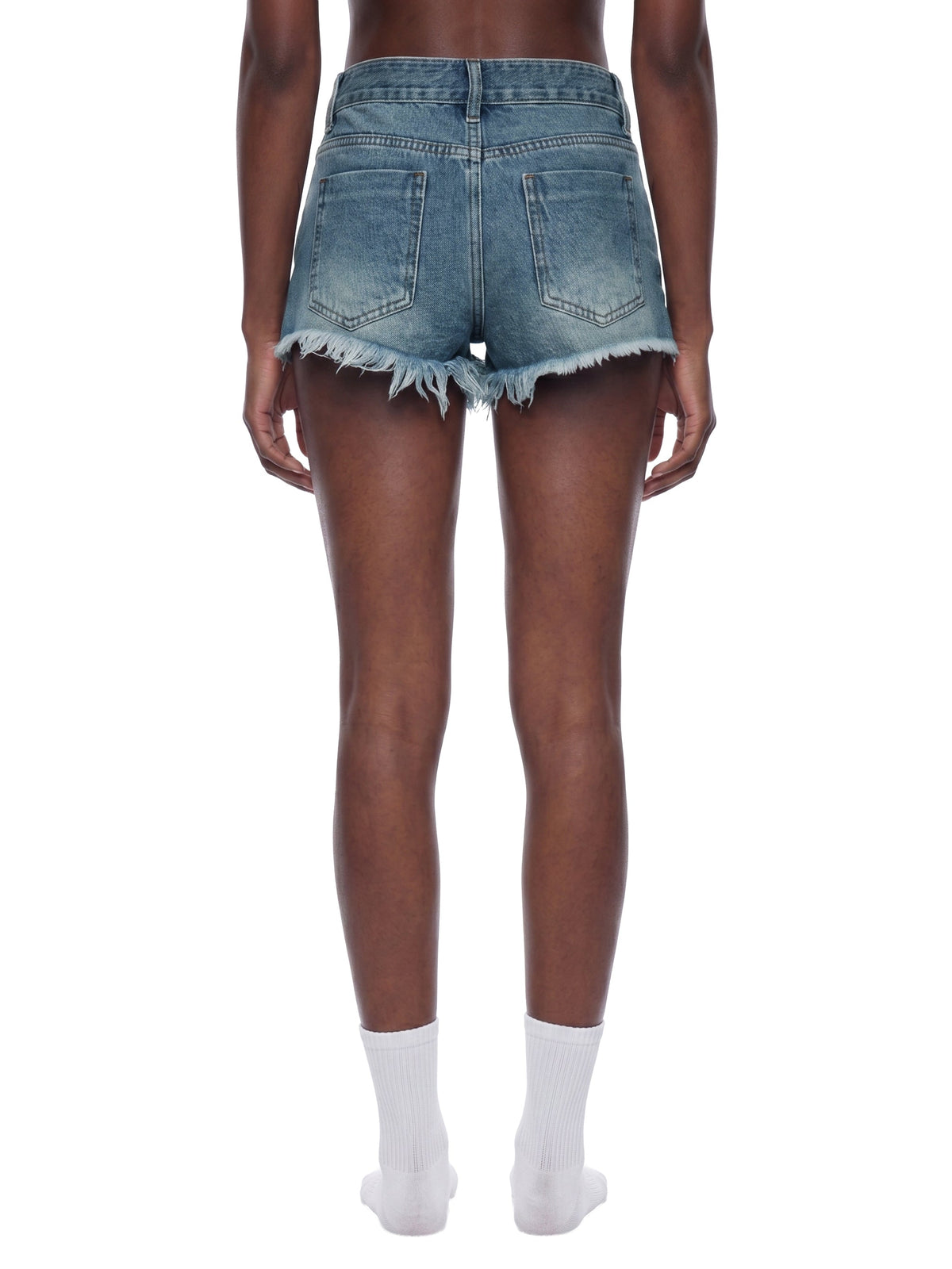 Women’s Vintage Wash Raw Hem Denim Shorts