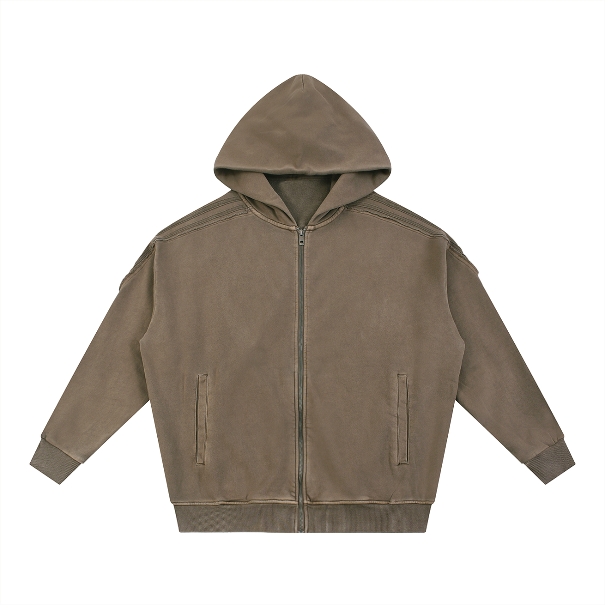 Off Script Snow-Washed Tape Raw-Edge Zip Hoodie product view 5