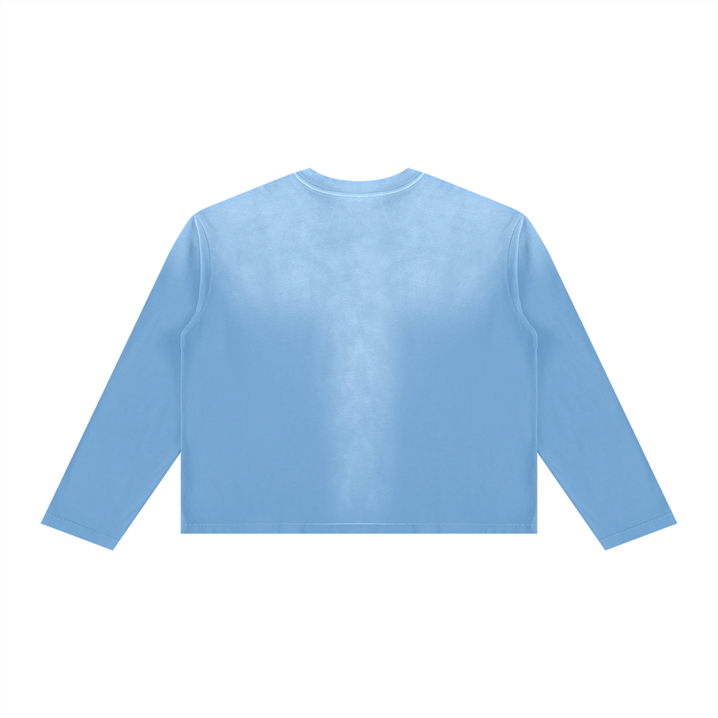 Off Script Sunfade Boxy Long Sleeve T-Shirt - Sky Blue back view