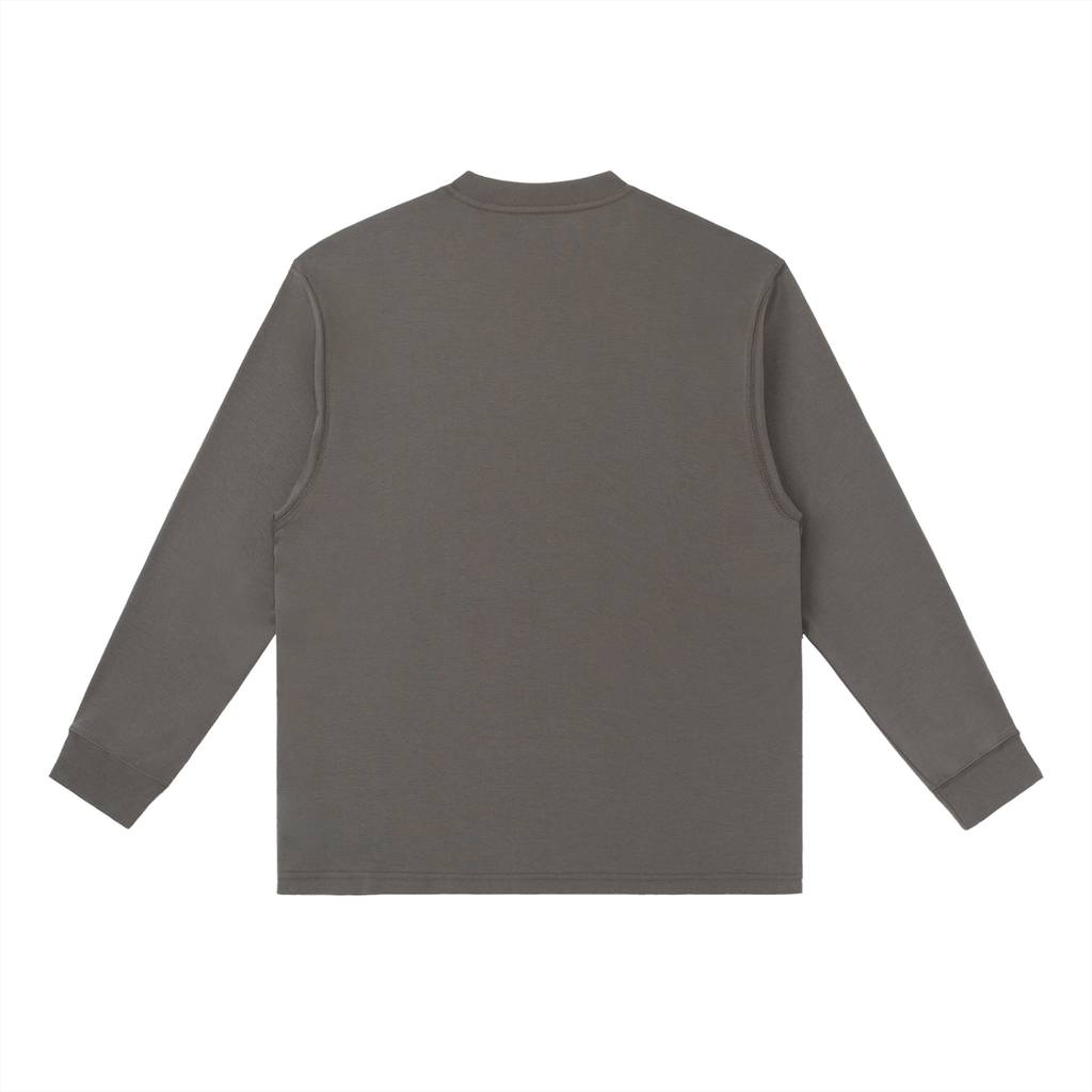 Dark Gray Essential Crewneck Long-Sleeve T-Shirt back product view