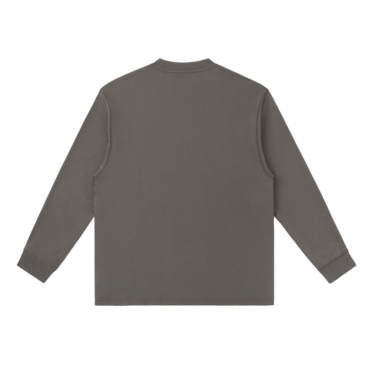 Dark Gray Essential Crewneck Long-Sleeve T-Shirt back product view
