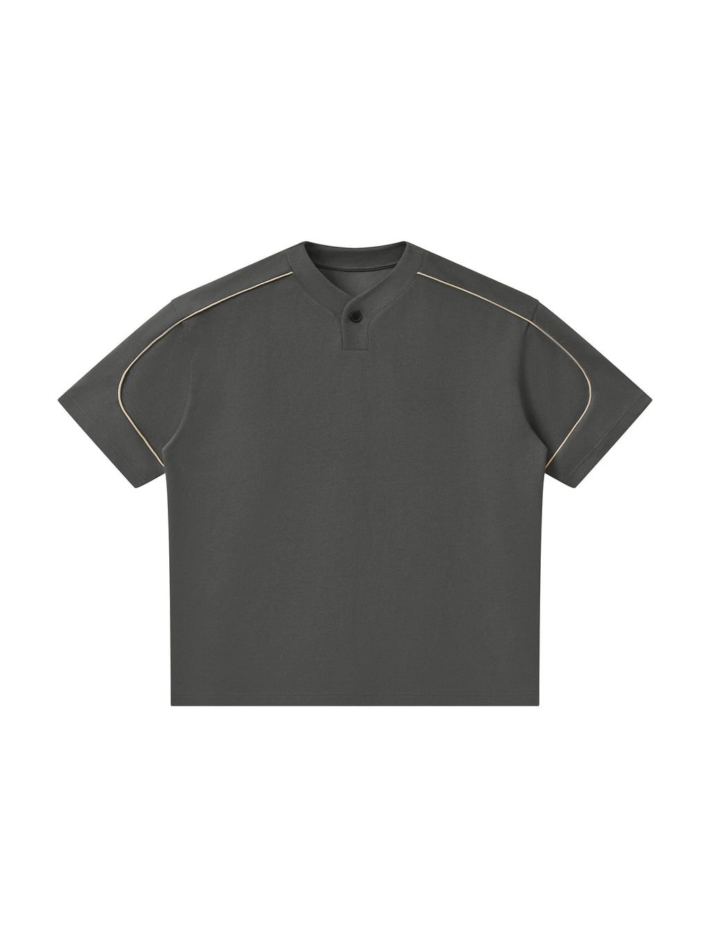 Unisex Oversized Piping Henley T-Shirt