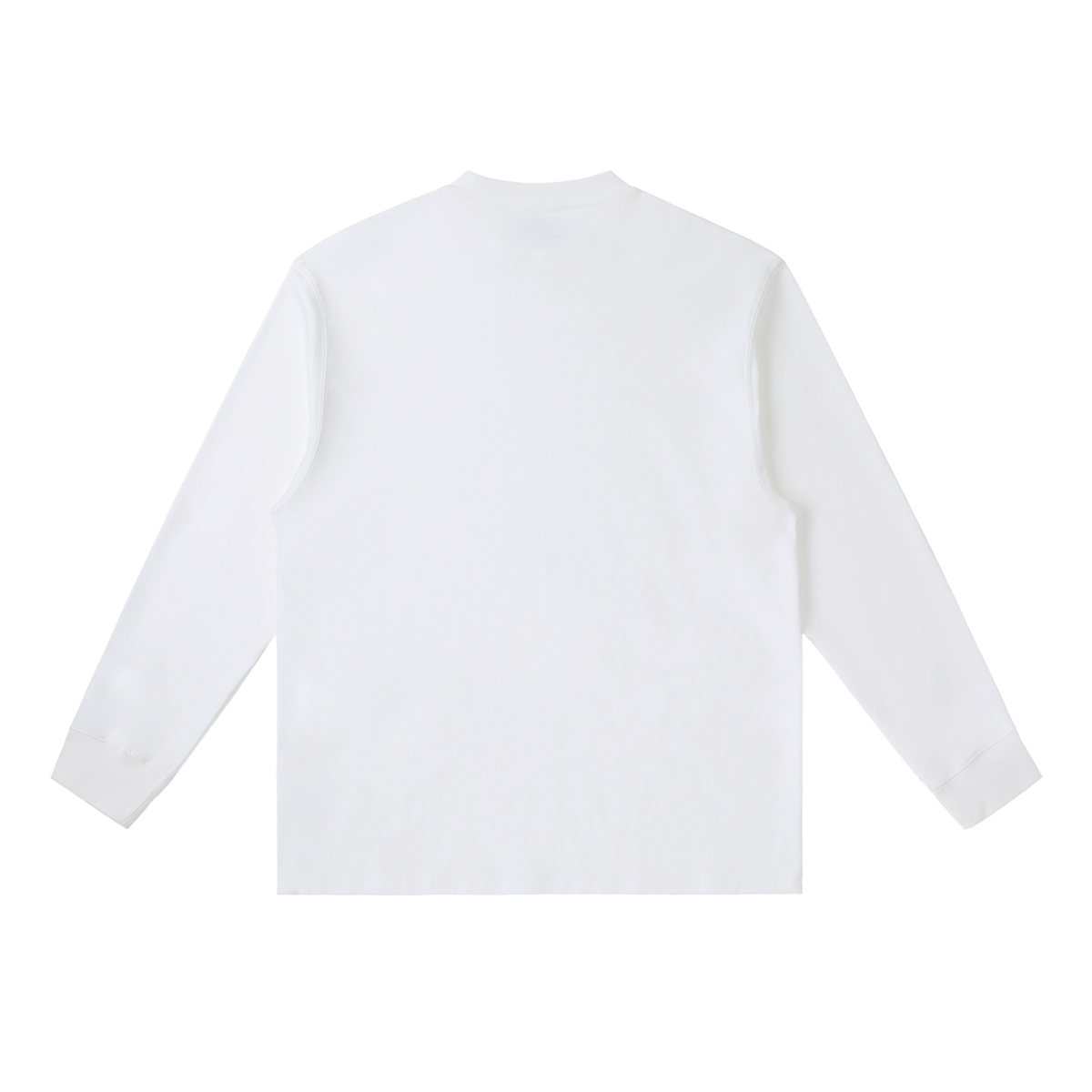 White Essential Crewneck Long-Sleeve T-Shirt back product view