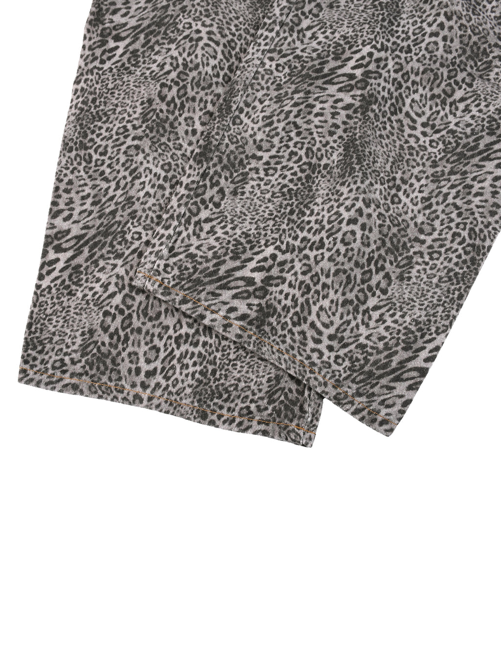 Unisex Vintage Wash Leopard Wide Leg Jeans