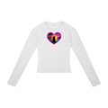 Sunset Cat Heart Women's Raglan Long Sleeve Crop T-Shirt