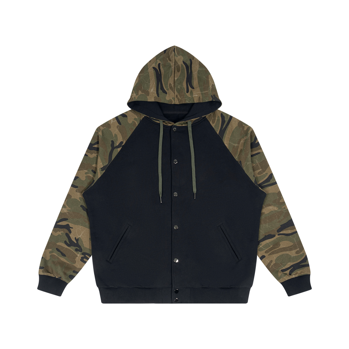 Unisex Camo-Splice Raglan Zip Hoodie