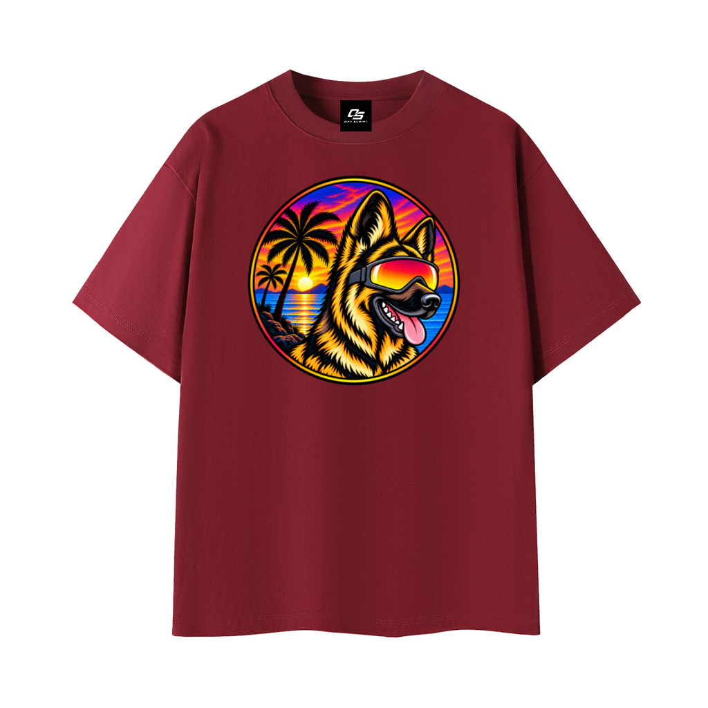 German Shepherd Sunset Graphic T-Shirt